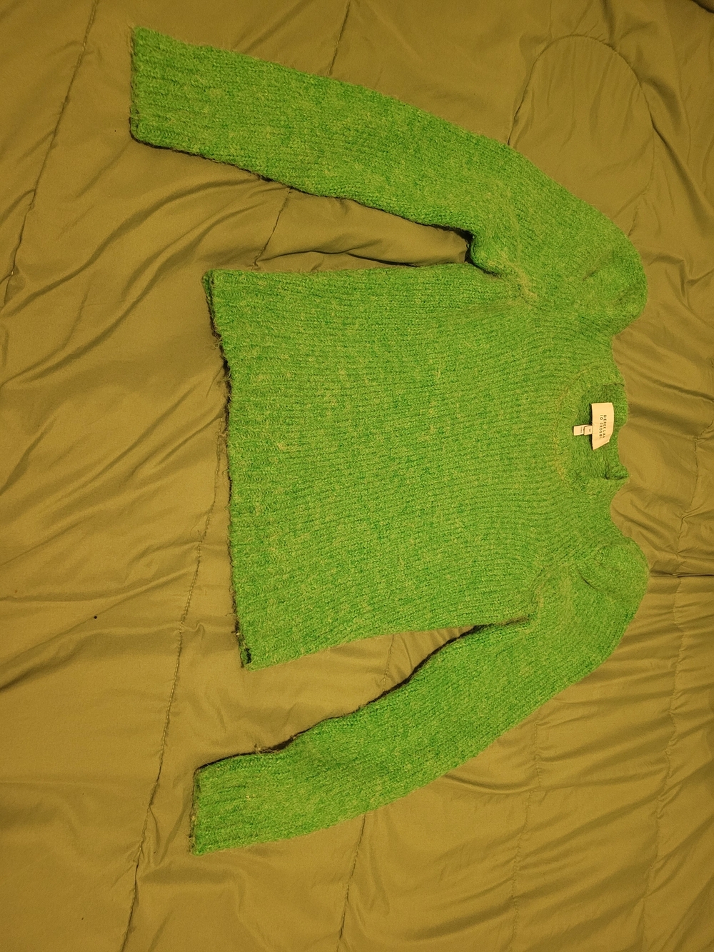 10 Crosby Derek Lam Bright Green Textured Crewneck Sweater